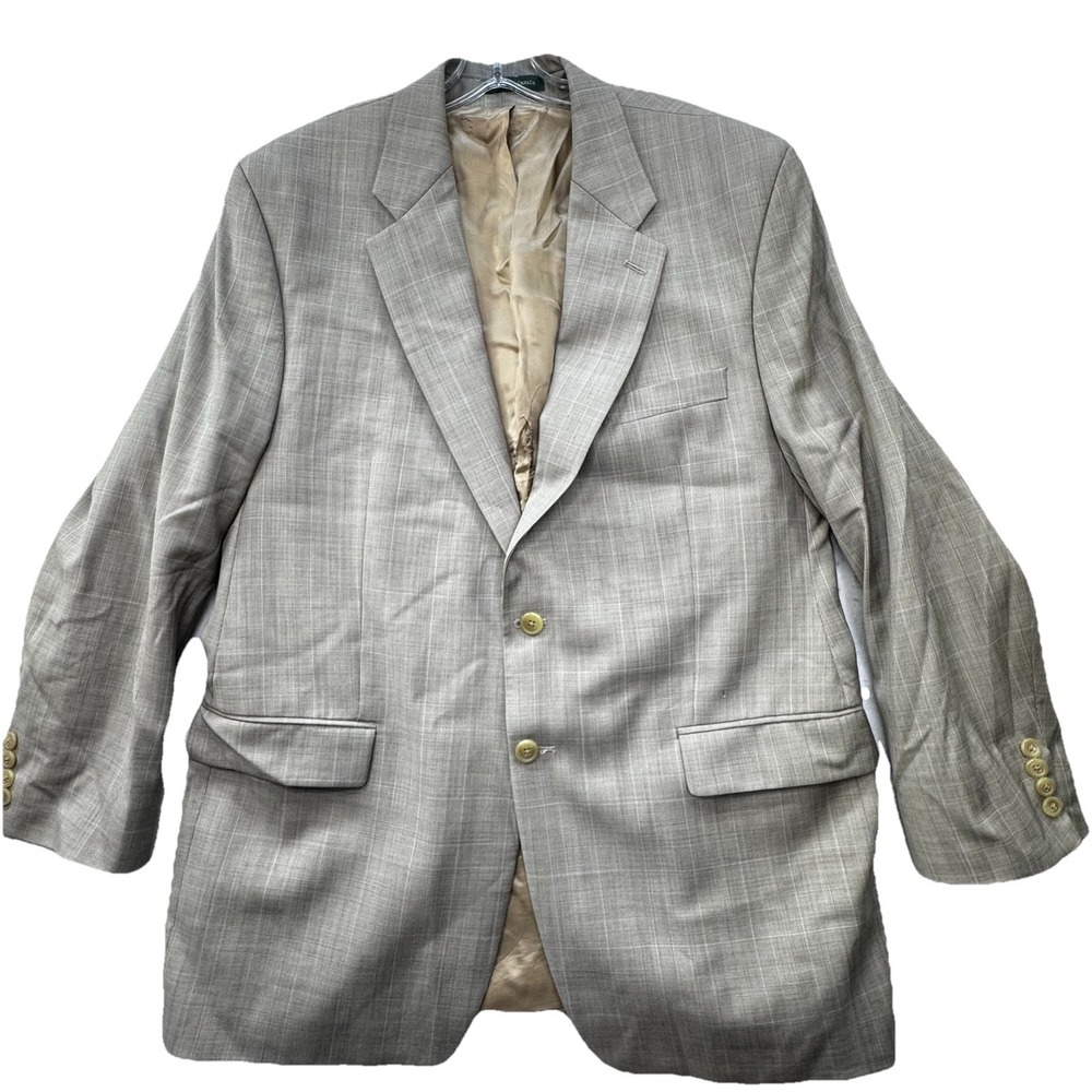 Ralph Lauren 100% Wool Blazer Mens 46R Made In Canada Grey Single Breasted Lined